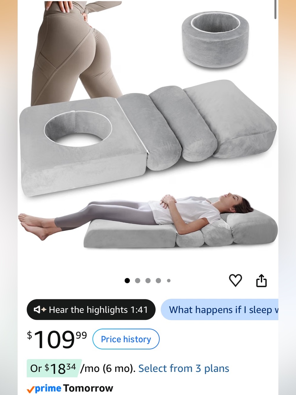 BBL Bed After Surgery for Sleeping, Memory Foam/Pregnancy Belly Pillow - Picture 8 of 8